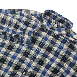 Brooks Brothers‎ Sport Shirt Men's Large Flannel Blue Plaid Button Up Cotton VTG